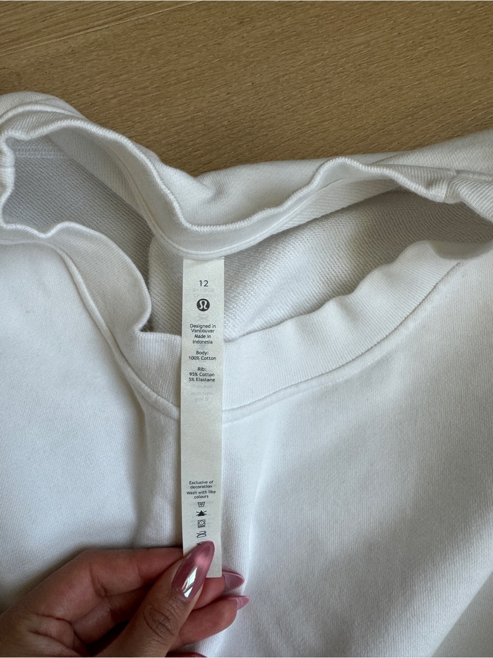 Lululemon White Crewneck Sweatshirt French Terry Stretch Athleisure Womens 12 - Picture 2 of 4